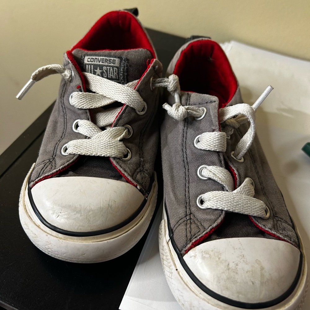 Converse Kids Gray and Red Sneakers